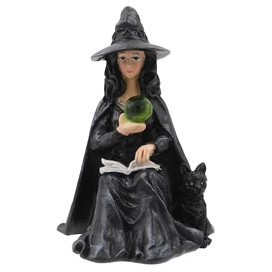 Mini Sitting Witch with Green Orb by Ashland®